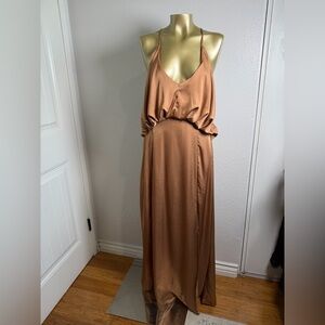 Lilyful Elegant Backless Satin Gown in Copper S
